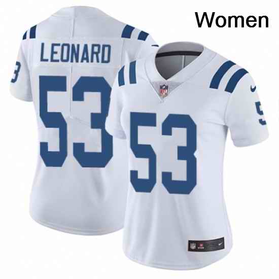 Womens Nike Indianapolis Colts 53 Darius Leonard White Vapor Untouchable Elite Player NFL Jersey